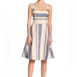 Polo by Ralph Lauren Dress - Criss cross Fit and Flare Blue Cream Size 12